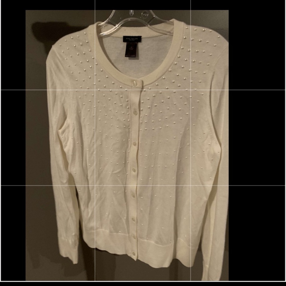 NWOT Ann Taylor Cardigan Sweater with Pearl Detail